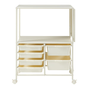 Chariot Sørfold avec caisses 100x37x85cm Blanc [en.casa]