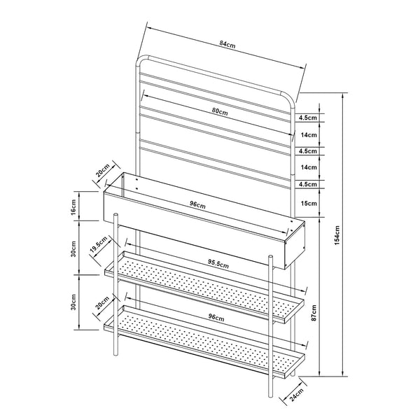 Support de plantes d'extérieur Aalsmeer Métal 154x96x24 cm Noir [casa.pro]