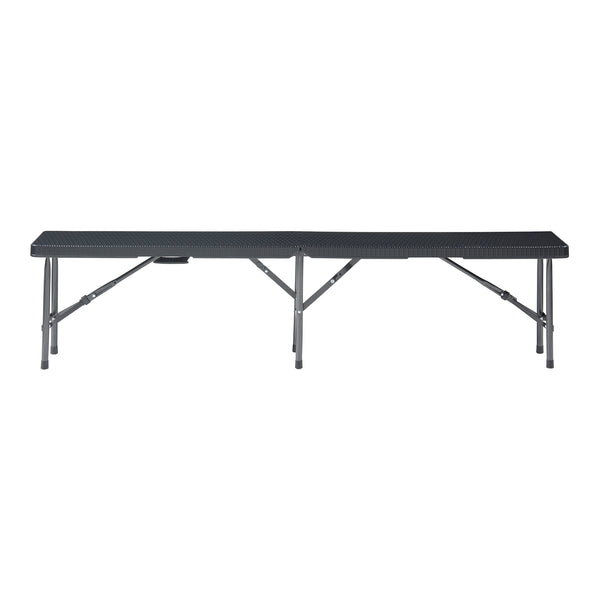 Ensemble banc pliant 2 pcs. Aspect rotin noir [en.casa]