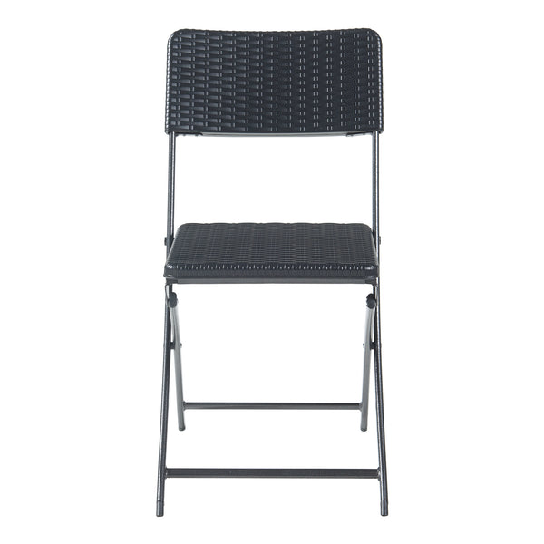 Ensemble de chaises pliantes Mark 2 pcs, aspect rotin, noir [en.casa]