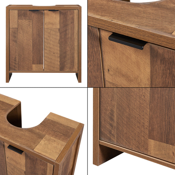 Meuble sous-lavabo Namsskogan 60x60x30cm aspect noyer [en.casa]