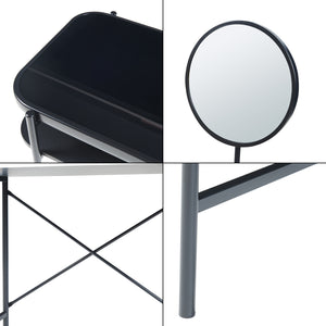 Coiffeuse Hjelmeland avec miroir 129x80x44 cm Noir [en.casa]