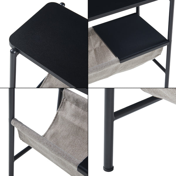 Table d'appoint Samnanger 60x28x53cm Noir [en.casa]