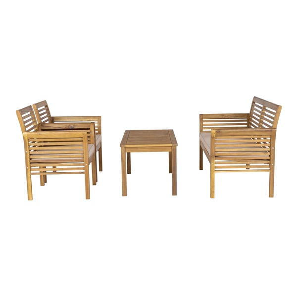 Ensemble de mobilier de jardin Candela 4 pièces Bois d'acacia Couleur bois [casa.pro]