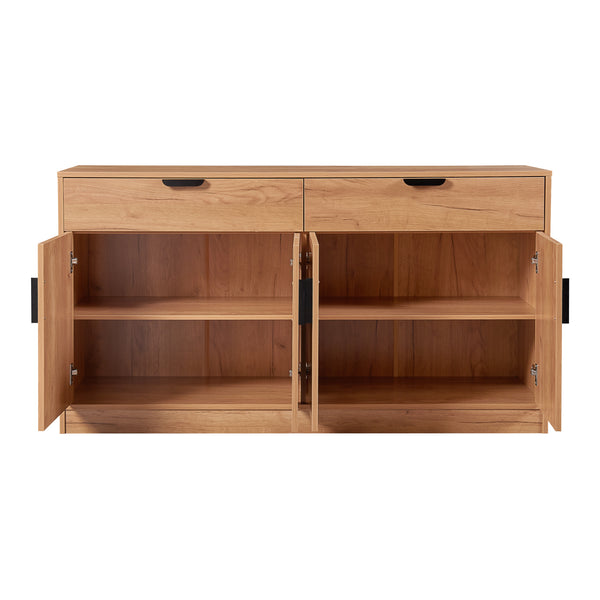 Buffet Varkaus MDF 75 x 140 x 40 cm effet chêne [en.casa]