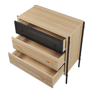 Commode Tysnes avec 3 tiroirs 80x80x40 cm Chêne/Noir [en.casa]