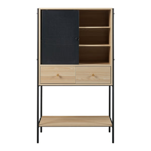 Armoire d'appoint Tysnes 140x80x40 cm Noir/Chêne [en.casa]