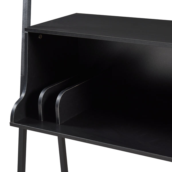 Bureau Storfjord acier 184 x 80 x 40 cm noir [en.casa]
