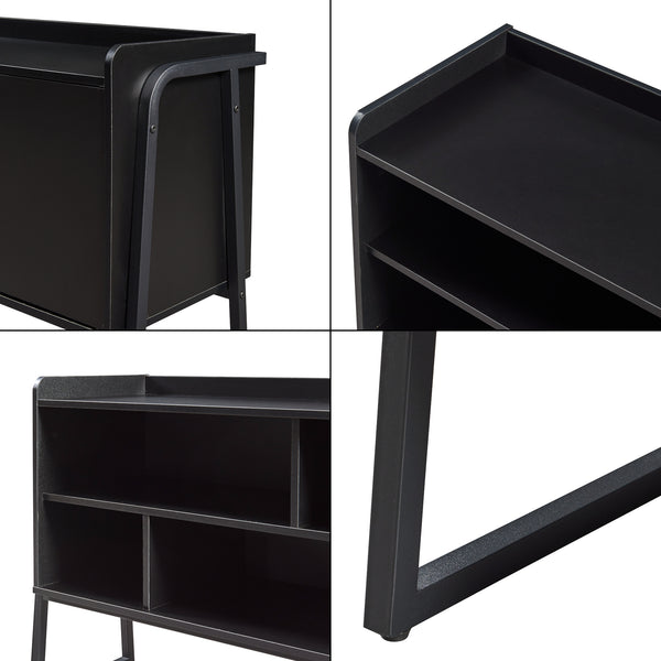 Meuble TV Storfjord 120 x 34 x 63 cm noir [en.casa]