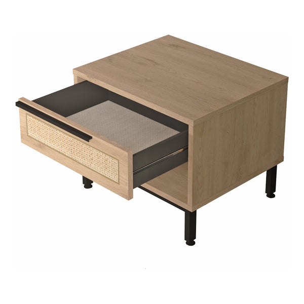 Table de chevet Kvænangen 43x54x45 cm aspect chêne/rotin [en.casa]