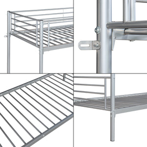 Lit superposé en métal Soppsar 208,5x97x165 cm Argent [en.casa]