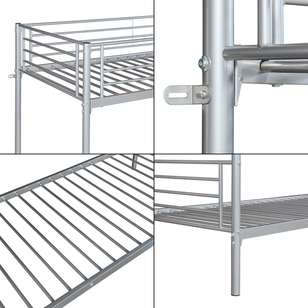 Lit superposé en métal Soppsar 208,5x97x165 cm Argent [en.casa]
