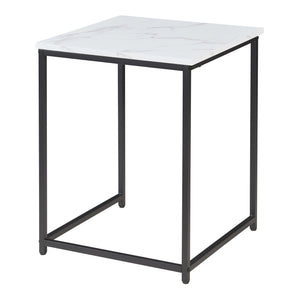 Table de salle à manger Trollhättan 3 pièces, aspect marbre, blanc [en.casa]