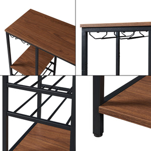 Table de bar Stjørdal avec étagère à bouteilles Noir/Aspect noyer [en.casa]