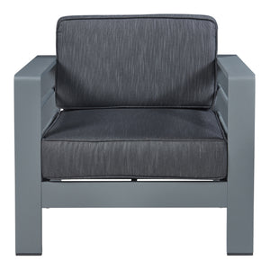 Salon de jardin 3 pièces Avise table d'appoint avec 2 fauteuils anthracite gris foncé casa.pro