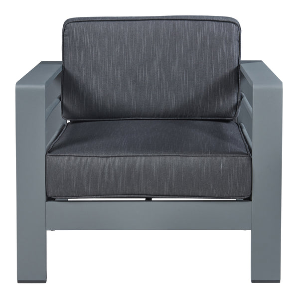 Salon de jardin 3 pièces Avise table d'appoint avec 2 fauteuils anthracite gris foncé casa.pro
