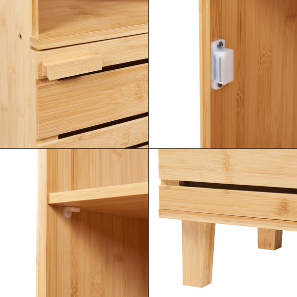 Meuble colonne de salle de bain Epind bambou 180 x 33 x 30 cm naturel [en.casa]