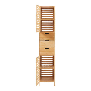 Armoire haute Boksereys 180x35x35 cm Bambou [en.casa]