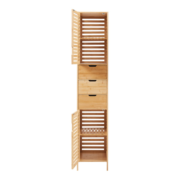 Armoire haute Boksereys 180x35x35 cm Bambou [en.casa]