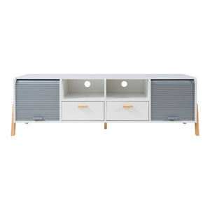 Meuble TV Kvaefjord 160x40x52 cm Blanc/Gris [en.casa]