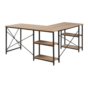 Bureau Klirurud 150 x 150 x 75 cm effet chêne noir [en.casa] 