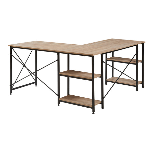 Bureau Klirurud 150 x 150 x 75 cm effet chêne noir [en.casa] 