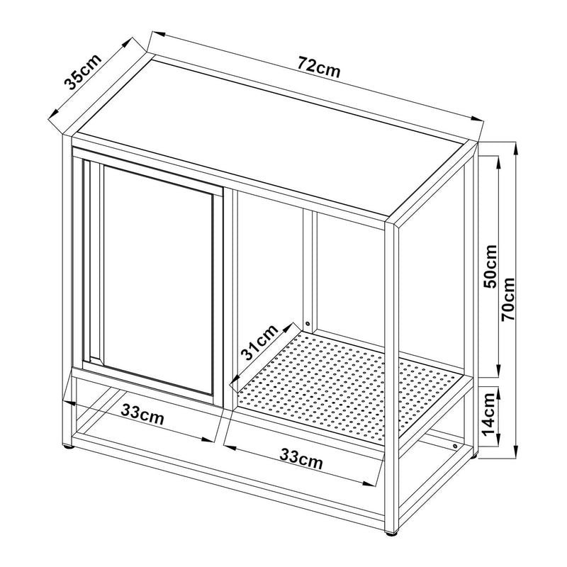 Croquis coté Buffet Burlöv acier 70 x 72 x 35 cm gris blanc [en.casa]