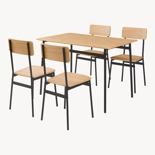 Groupe de repas Pollenev 5 pièces Noir/Aspect chêne [en.casa]