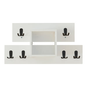 Porte-manteau mural Vänd avec compartiment de rangement 32x60x14 cm Blanc [en.casa]