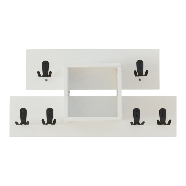 Porte-manteau mural Vänd avec compartiment de rangement 32x60x14 cm Blanc [en.casa]