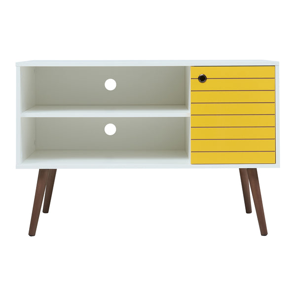 Meuble TV Vare 100 x 40 x 66 cm blanc / jaune [en.casa] 