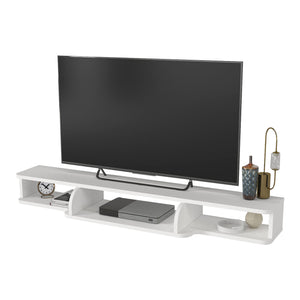 Meuble TV bas suspendu Aar 135x30x16 cm Blanc [en.casa]