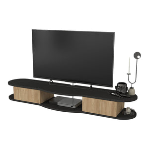Meuble TV suspendu Nyskiri 150x35x19 cm Anthracite/Aspect chêne [en.casa]
