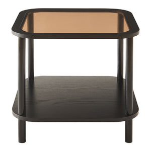 Table d'appoint Latama avec plateau en verre 51x51x45 cm Noir/verre bronze [en.casa]