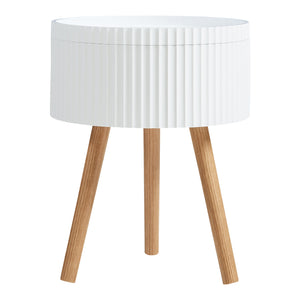 Table d'appoint Bongard avec rangement Ø38x48 cm Blanc [en.casa]