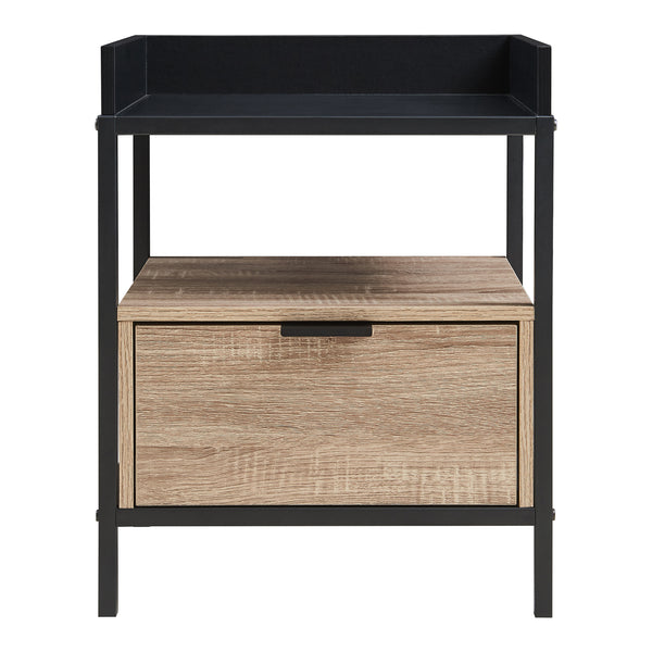 Table de chevet Belana 51x40x35 cm Noir/Aspect chêne [en.casa]