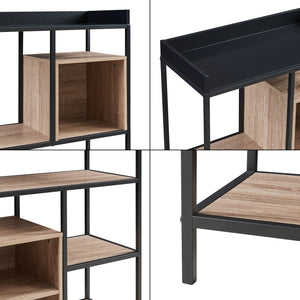 Étagère autoportante Belana 137 x 70 x 33 cm noir / effet chêne [en.casa] 