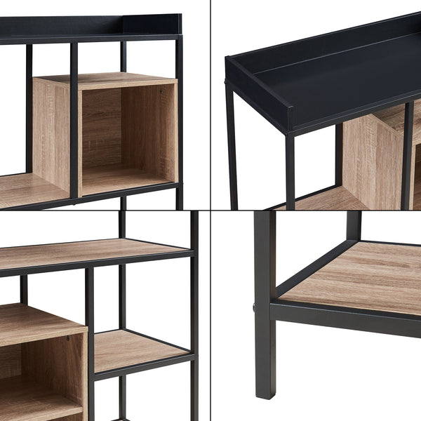 Étagère autoportante Belana 137 x 70 x 33 cm noir / effet chêne [en.casa] 