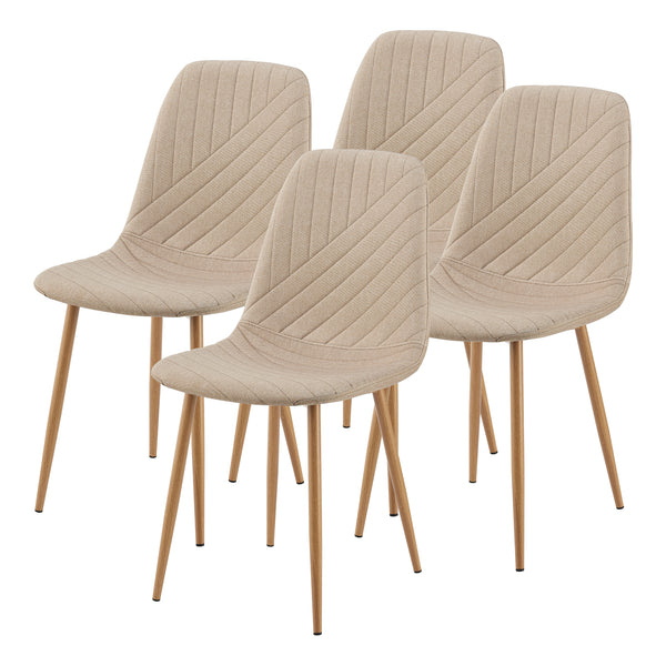 Ensemble de salle à manger Lindesberg pour 4 personnes avec table ronde marron clair [en.casa] 