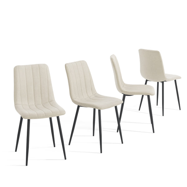 Ensemble de salle à manger Hemnes pour 4 personnes effet chêne / beige [en.casa] 
