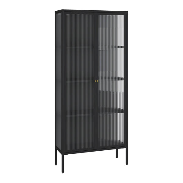 Vitrine Vinterhavn 180x80x35 cm Acier Noir [en.casa]