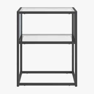Table d'appoint Tronevn avec plateau en verre 50x40x40 cm Noir [en.casa]