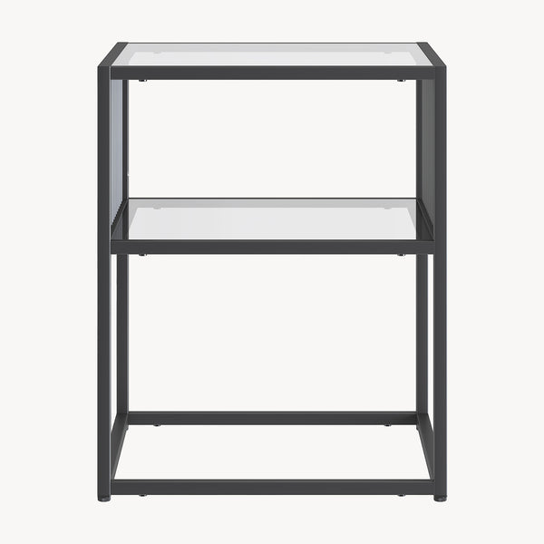 Table d'appoint Tronevn avec plateau en verre 50x40x40 cm Noir [en.casa]