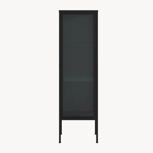 Vitrine Borshavisa 116x34x30 cm Acier Noir [en.casa]