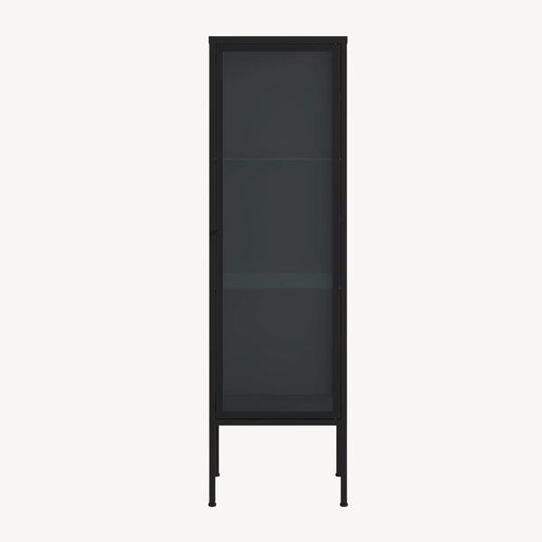 Vitrine Borshavisa 116x34x30 cm Acier Noir [en.casa]