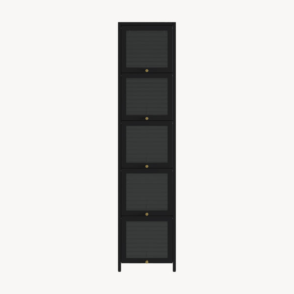 Armoire vitrine Ostersund acier 174 x 40 x 35 cm noir [en.casa]