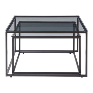 Table basse lot de 2 Tromlaslo verre fumé, gris [en.casa]