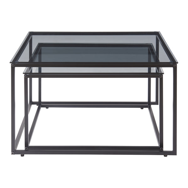 Table basse lot de 2 Tromlaslo verre fumé, gris [en.casa]