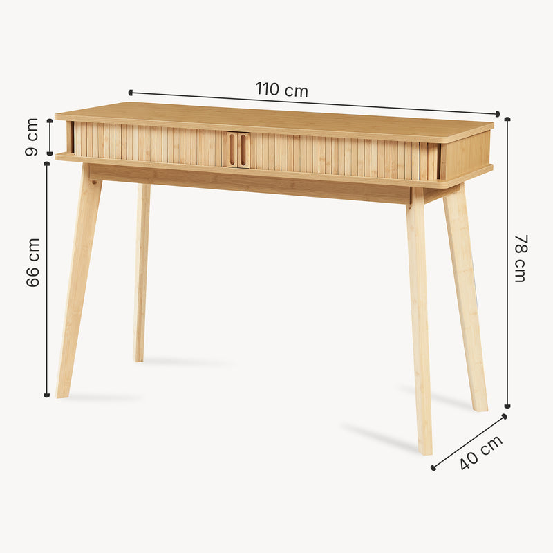 Croquis coté Table console Tysvær 110 x 40 x 78 cm bambou [en.casa]