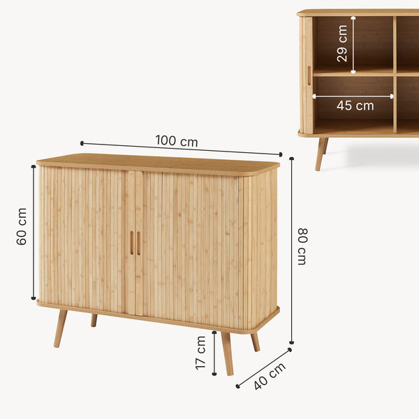 Meuble d’appoint Nordkapp 100 x 40 x 80 cm bambou naturel [en.casa]